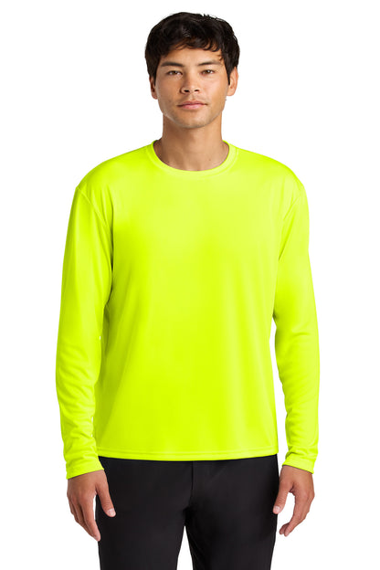 Front View of SftyYellow A4 Cooling Performance Long Sleeve Tee A4N3165 plain