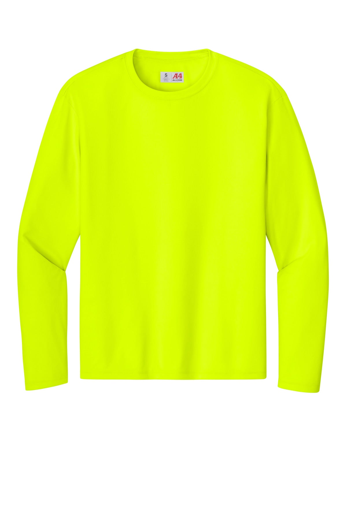 Front View of SftyYellow A4 Cooling Performance Long Sleeve Tee A4N3165 plain
