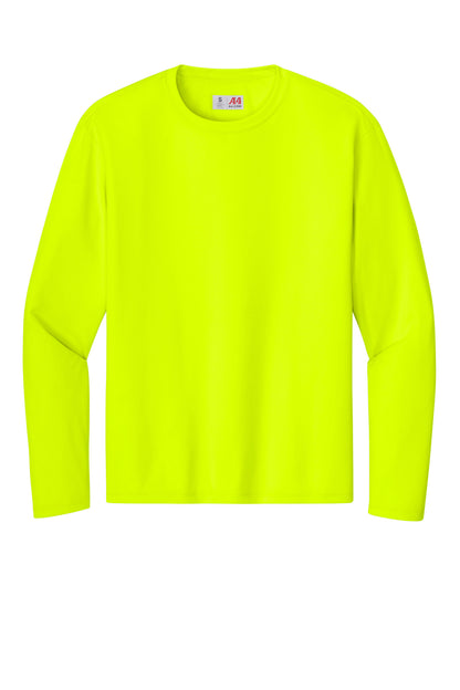 Front View of SftyYellow A4 Cooling Performance Long Sleeve Tee A4N3165 plain