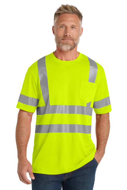 Front View of SftyYellow CornerStone ANSI 107 Class 3 Mesh Tee. CS202 plain