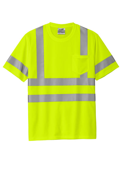 Front View of SftyYellow CornerStone ANSI 107 Class 3 Mesh Tee. CS202 plain