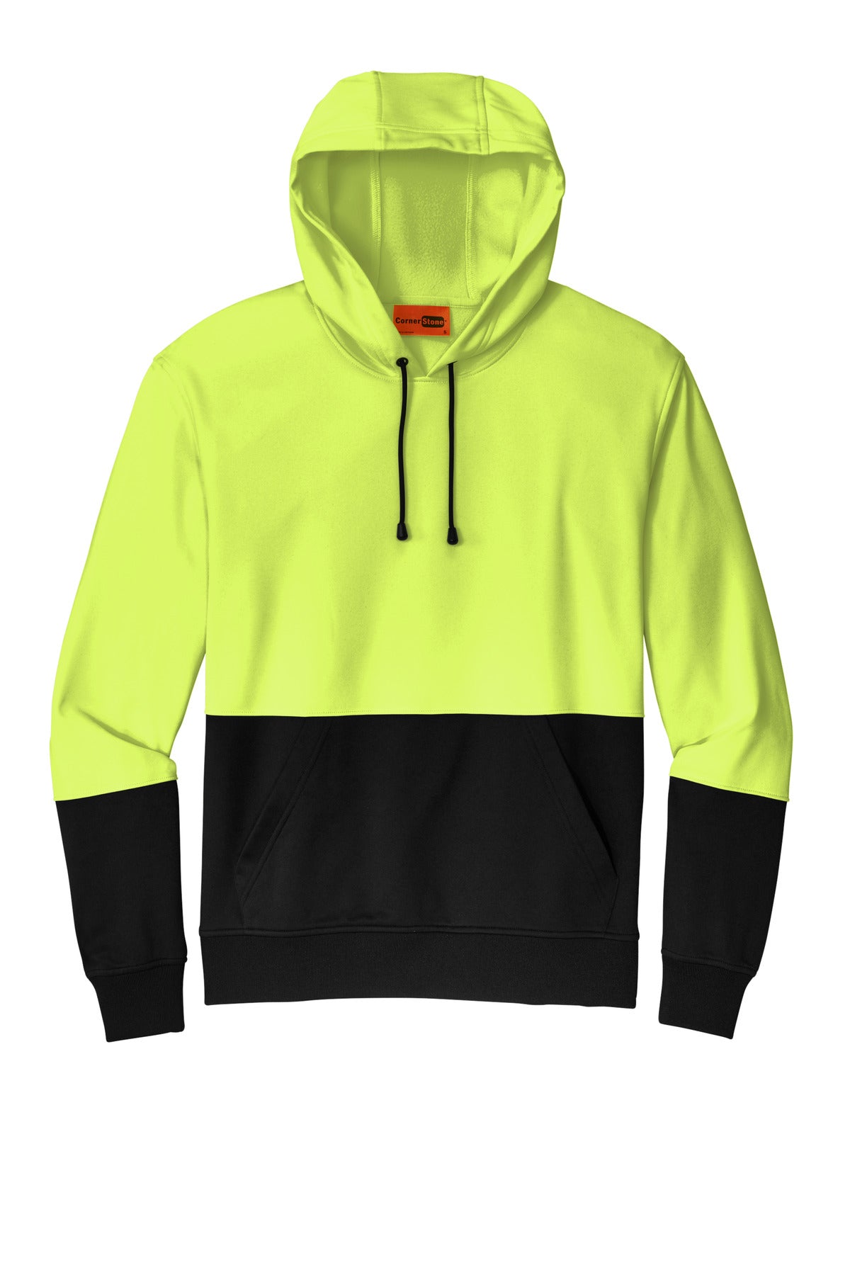 Front View of SftyYellow CornerStone Enhanced Visibility Fleece Pullover Hoodie CSF01 plain