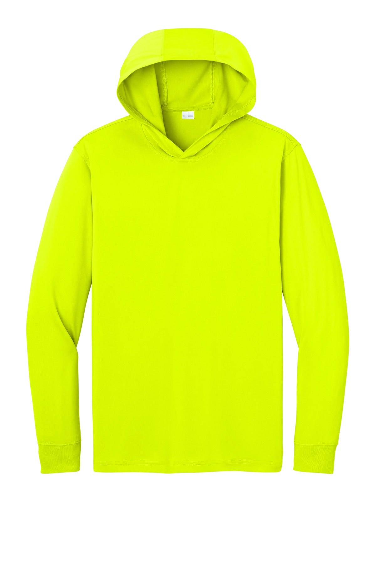 Front View of SftyYellow CornerStone Workwear Pro Long Sleeve Hooded Tee CS440LSH plain