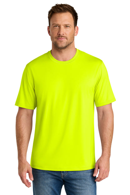 Front View of SftyYellow CornerStone Workwear Pro Short Sleeve Tee CS440 plain