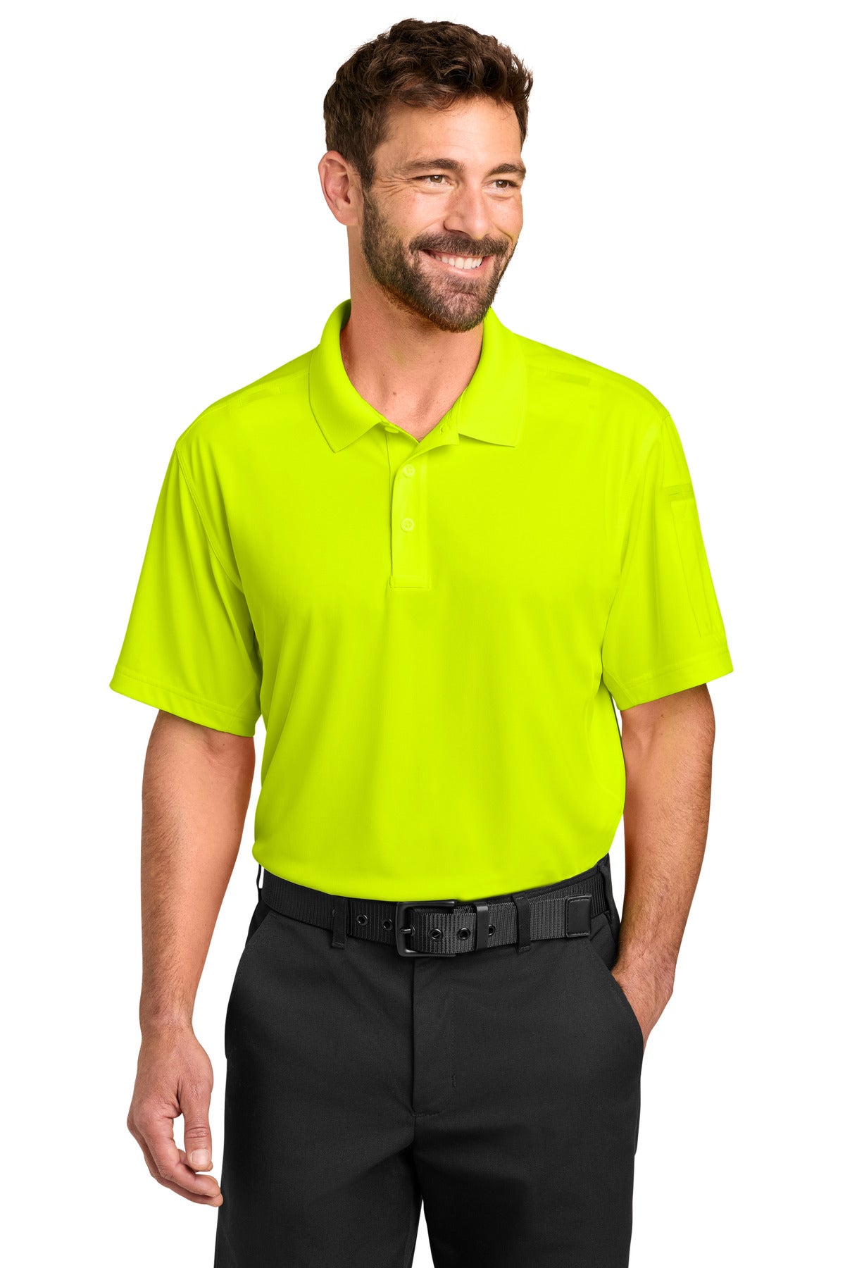 Front View of SftyYellow CornerStone Workwear Pro Tactical Polo CS452 plain