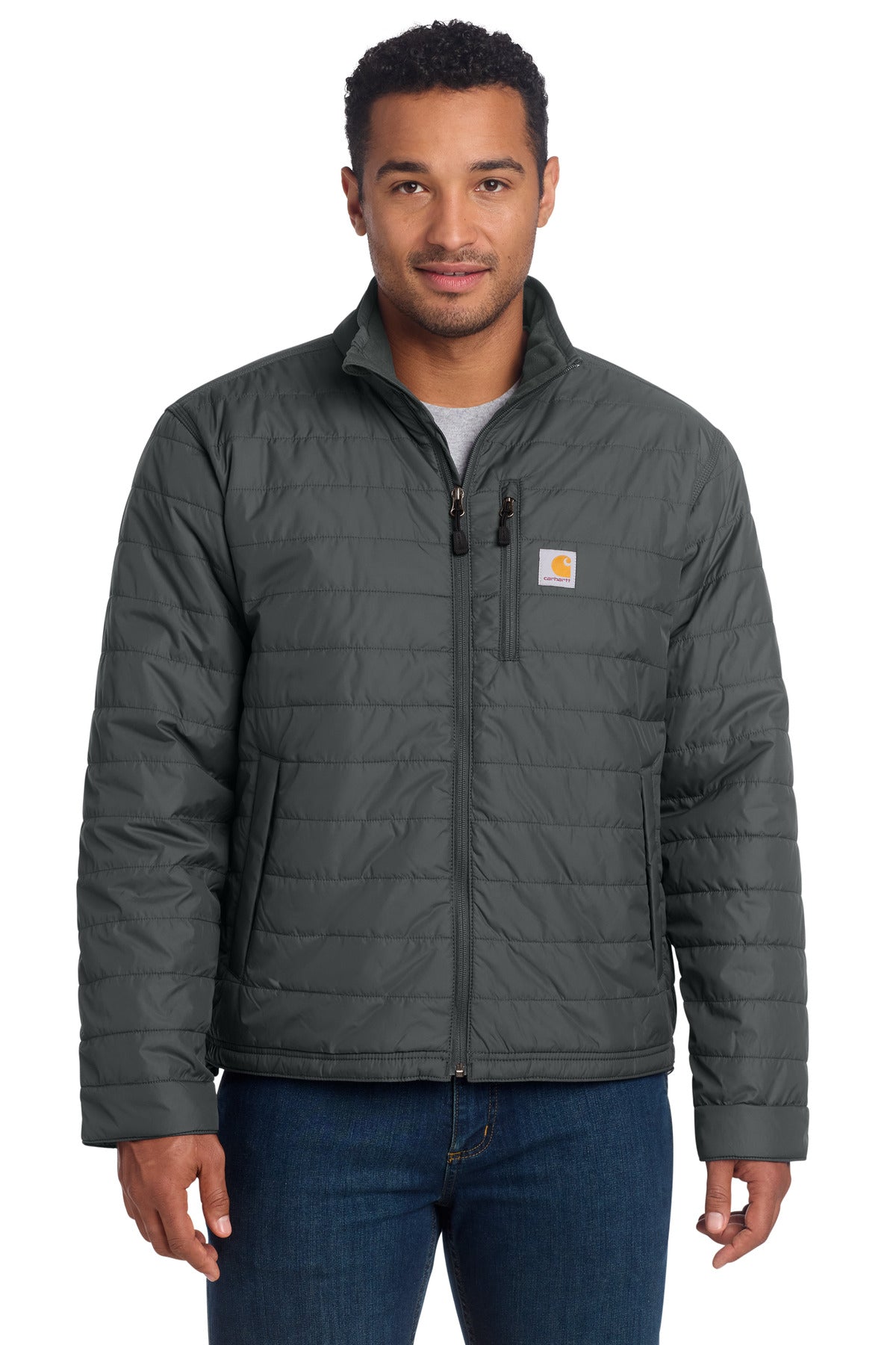 Front View of Shadow Grey Carhartt Gilliam Jacket. CT102208 plain