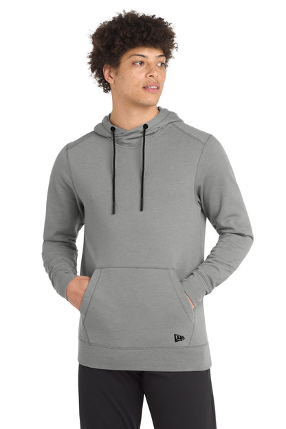 Front View of Shadow Grey He New Era Tri-Blend Fleece Pullover Hoodie. NEA510 plain