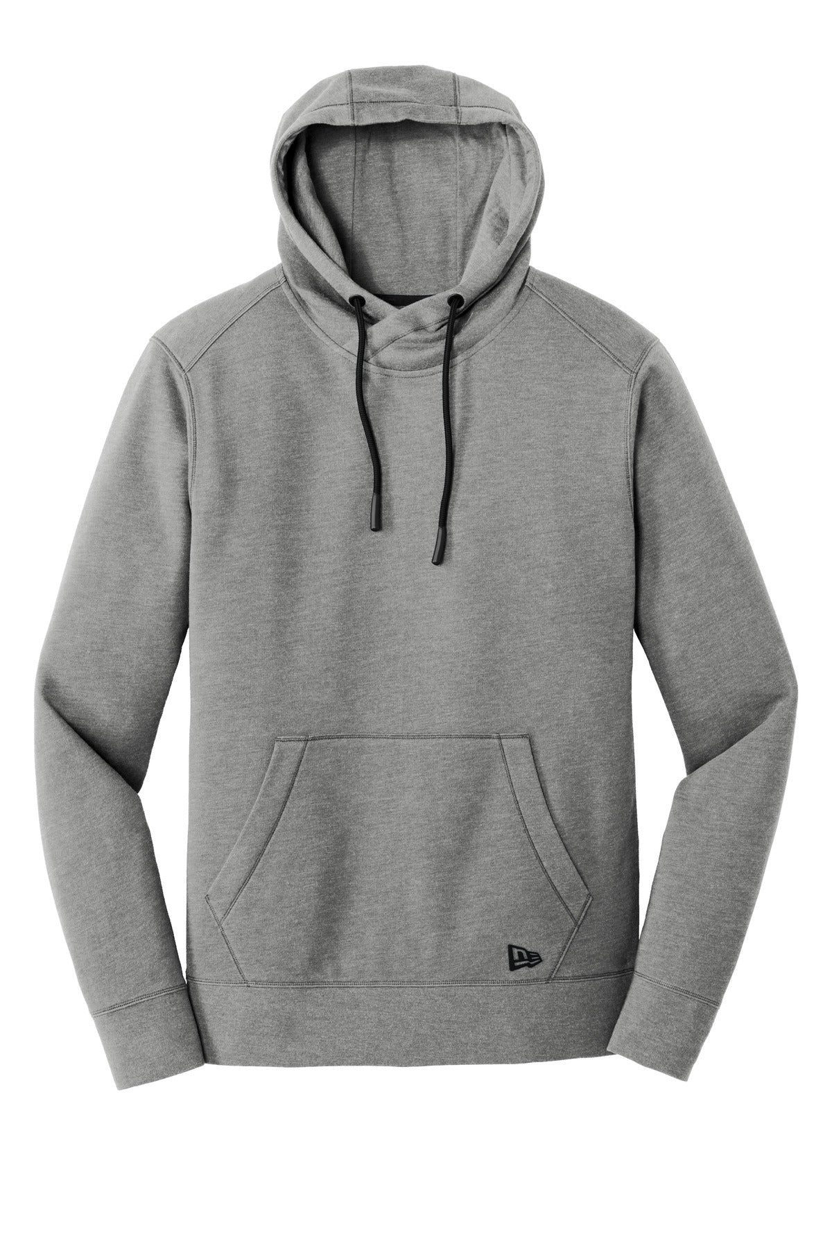 Front View of Shadow Grey He New Era Tri-Blend Fleece Pullover Hoodie. NEA510 plain