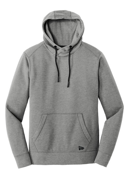 Front View of Shadow Grey He New Era Tri-Blend Fleece Pullover Hoodie. NEA510 plain