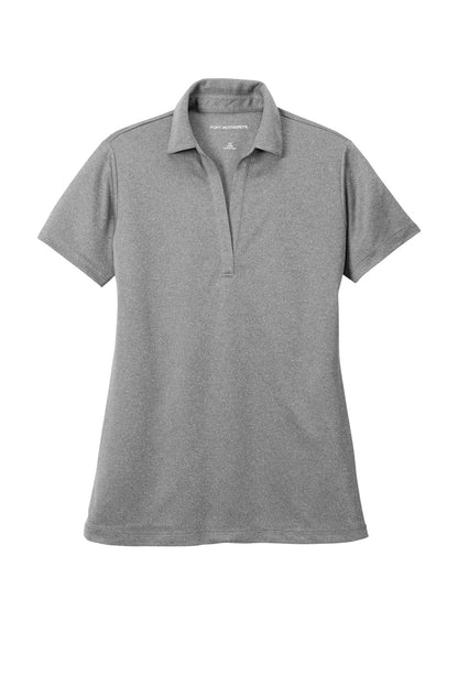 Front View of Shadow Grey He Port Authority Women's Heathered Silk Touch Performance Polo. LK542 plain