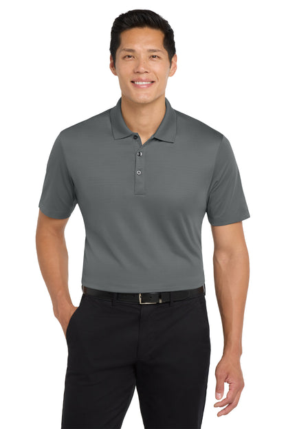 Front View of Shadow Grey Port Authority Eclipse Stretch Polo. K587 plain