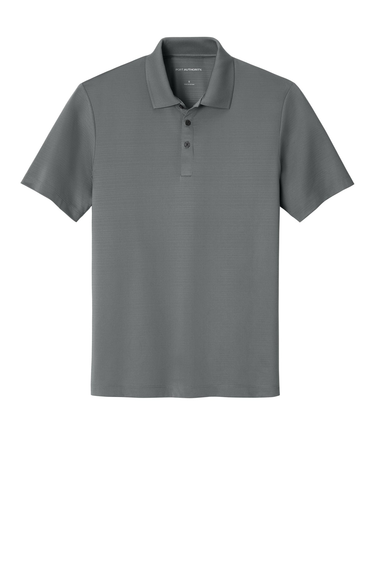 Front View of Shadow Grey Port Authority Eclipse Stretch Polo. K587 plain