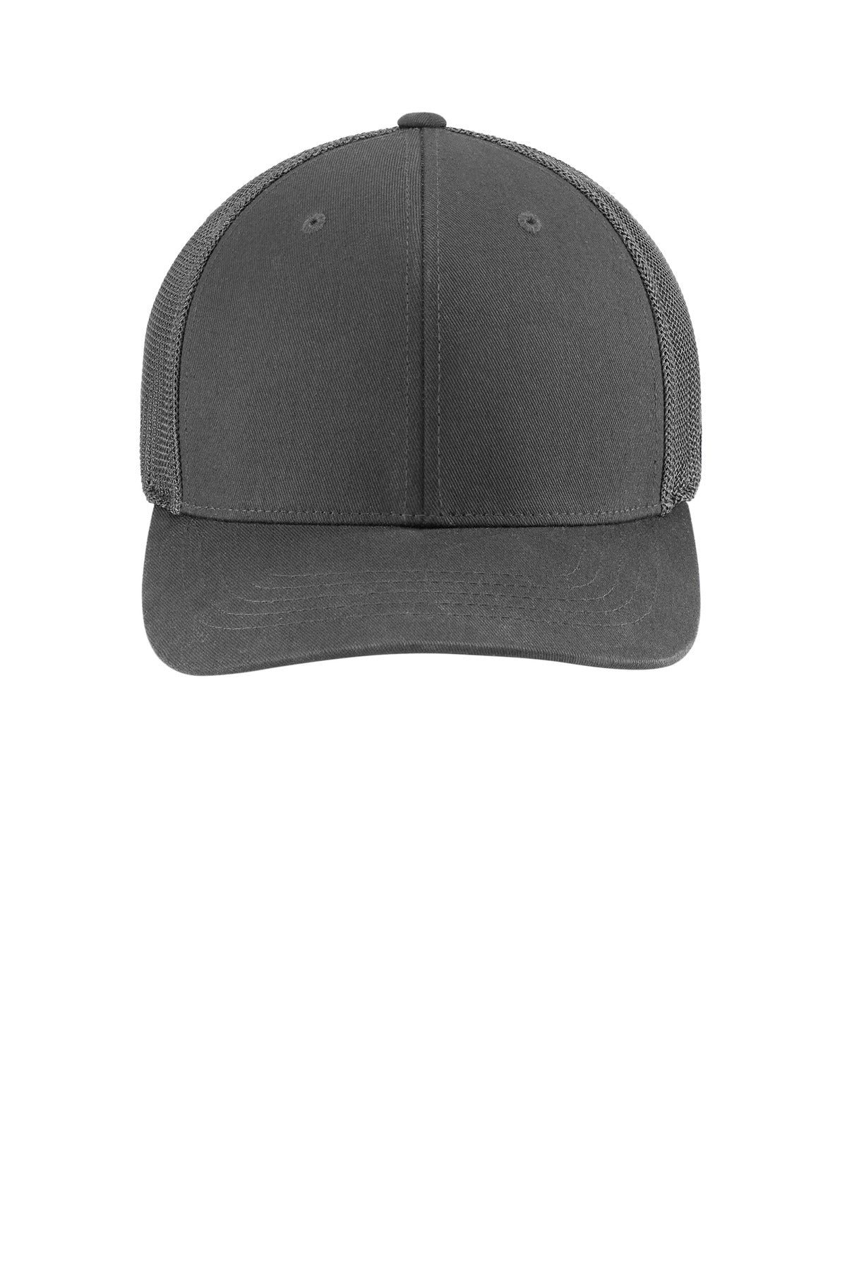 Front View of ShadowGrey Carhartt Flexfit 110 Mesh Back Cap CT106577 plain