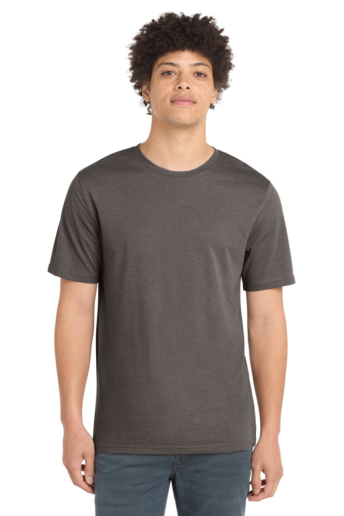 Front View of ShadowGrey New Era Tri-Blend Tee NEA135 plain