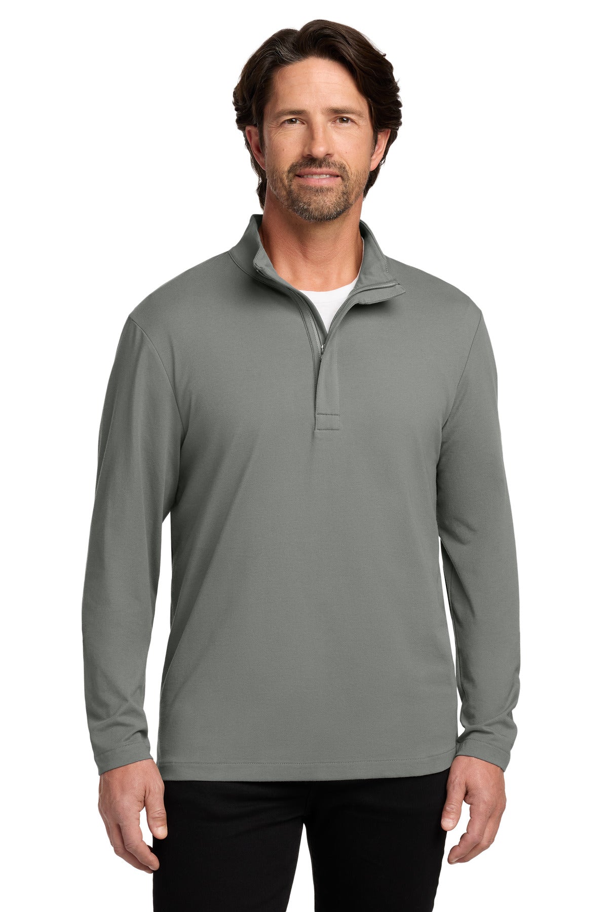 Front View of ShadowGrey Port Authority Fairway Stretch 1/4-Zip K829 plain