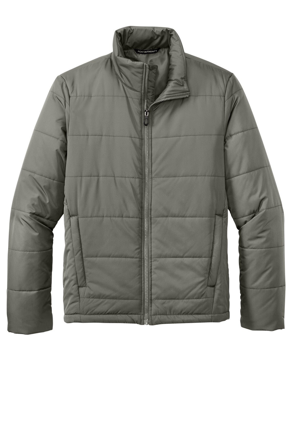 Front View of ShadowGrey Port Authority Puffer Jacket J852 plain