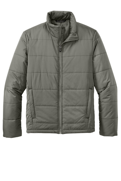 Front View of ShadowGrey Port Authority Puffer Jacket J852 plain