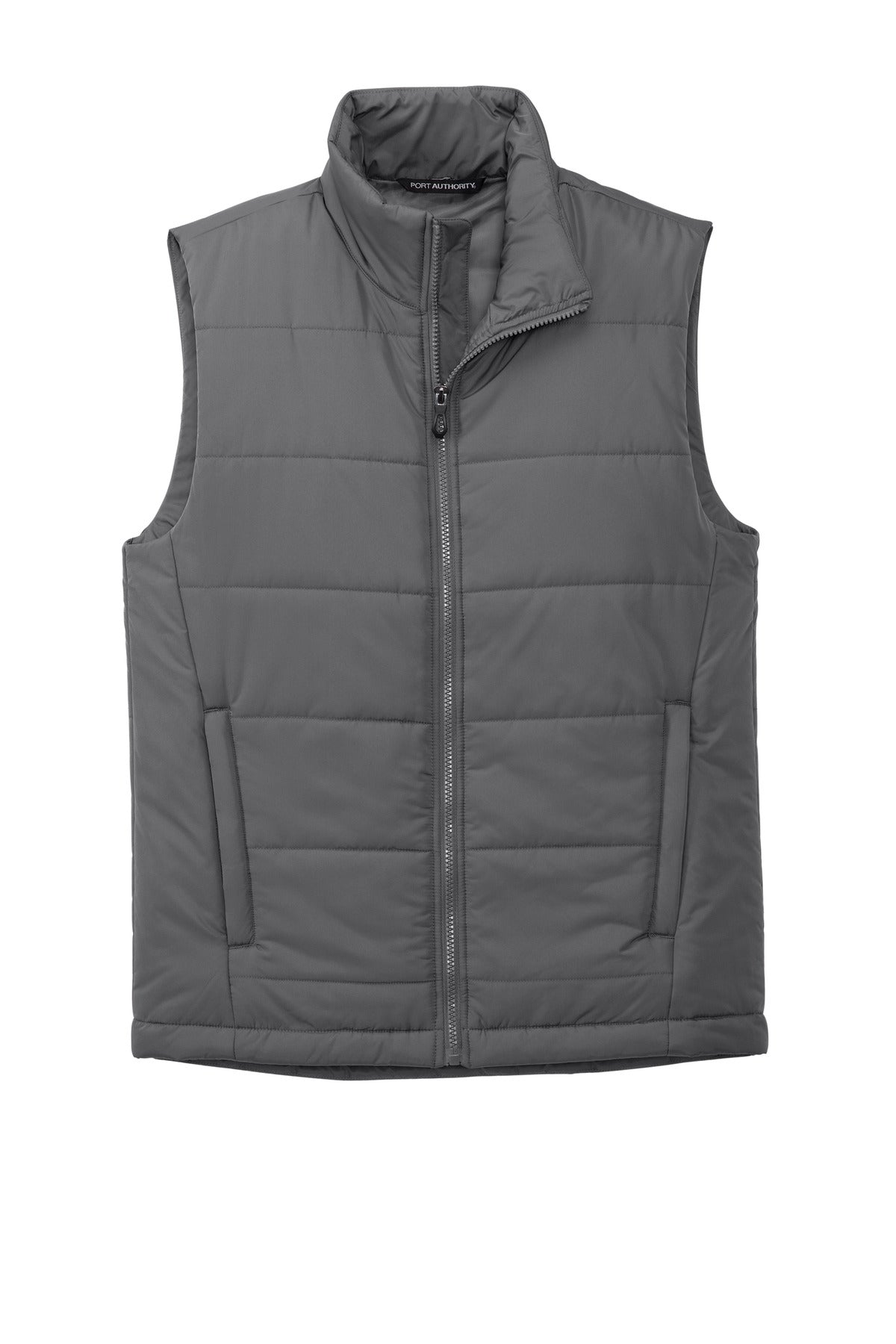 Front View of ShadowGrey Port Authority Puffer Vest J853 plain