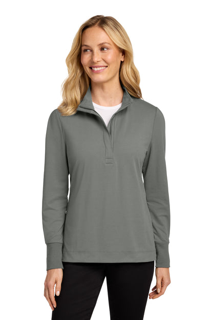 Front View of ShadowGrey Port Authority Women's Fairway Stretch 1/4-Zip LK829 plain