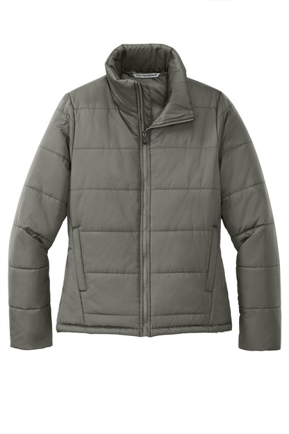 Front View of ShadowGrey Port Authority Women's Puffer Jacket L852 plain