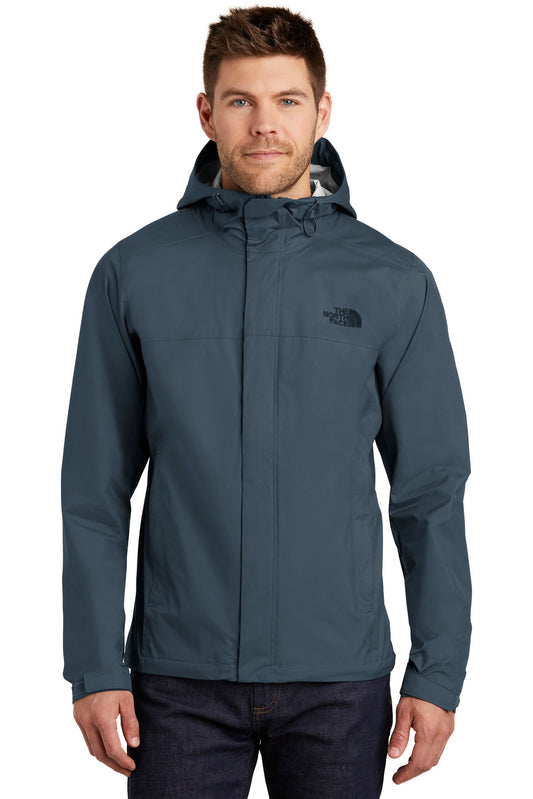 Front View of Shady Blue The North Face DryVent Rain Jacket. NF0A3LH4 plain