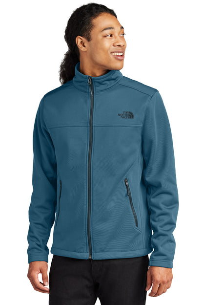 Front View of ShadyBlue The North Face Chest Logo Ridgewall Soft Shell Jacket NF0A88D5 plain