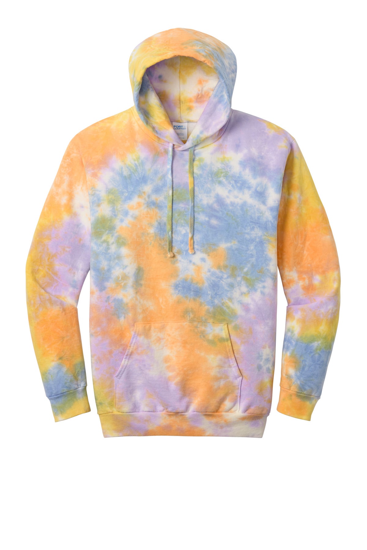 Front View of ShbtCbrst Port & Co Crystal Tie-Dye Pullover Hoodie PC144 plain