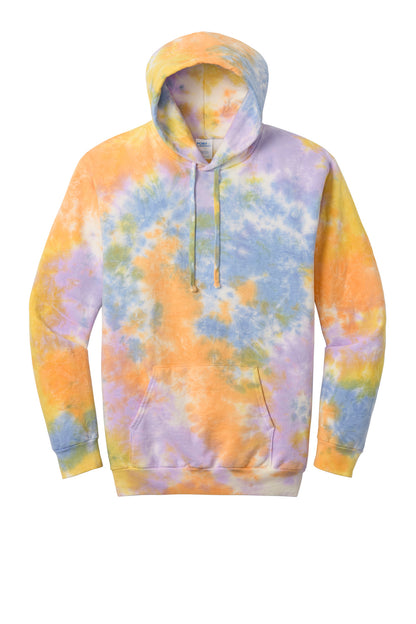 Front View of ShbtCbrst Port & Co Crystal Tie-Dye Pullover Hoodie PC144 plain