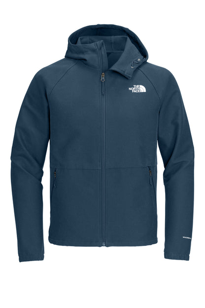 Front View of ShdyBluDkH The North Face Barr Lake Hooded Soft Shell Jacket NF0A8BUF plain