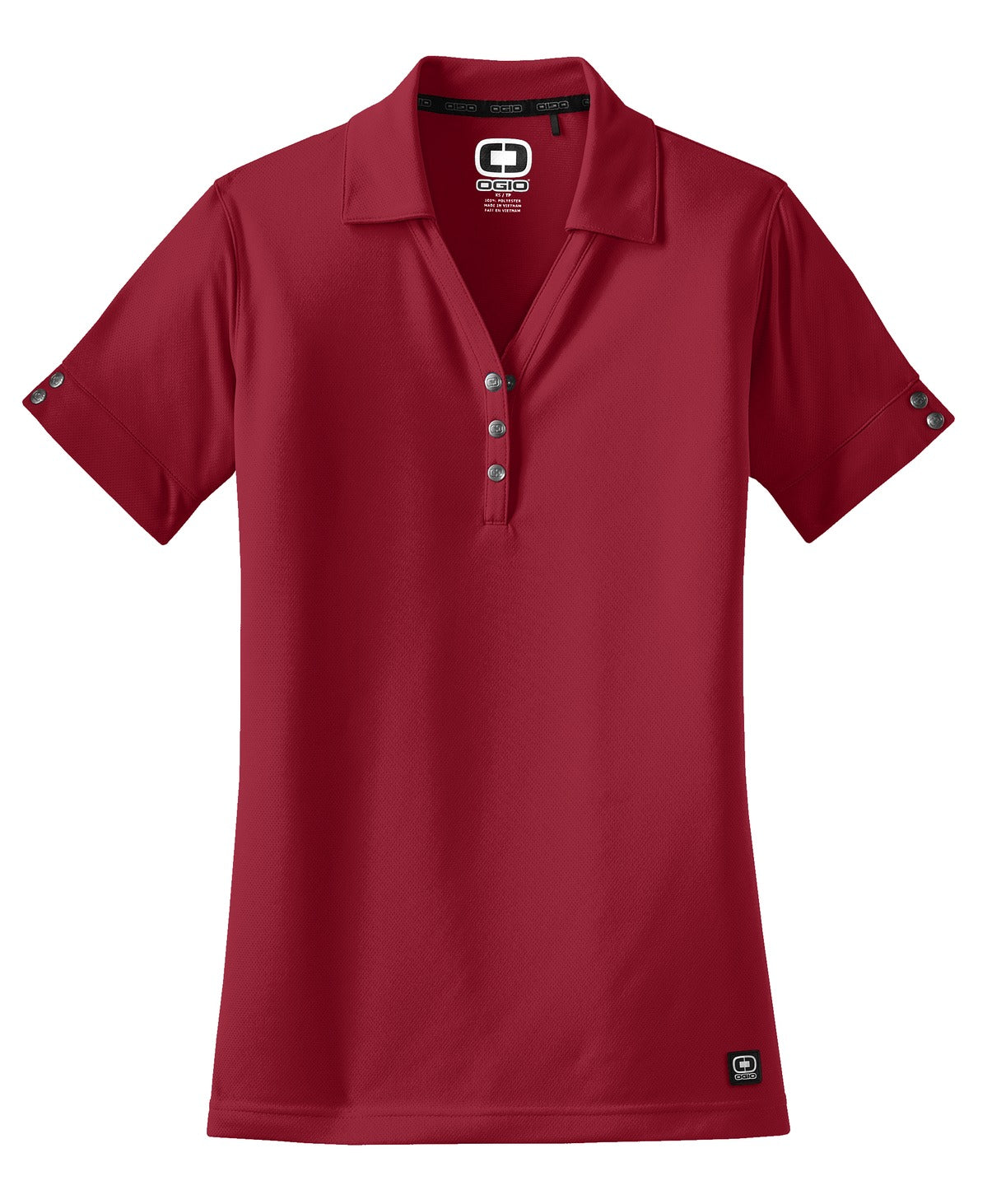 Front View of Signal Red OGIO - Glam Polo. LOG105 plain