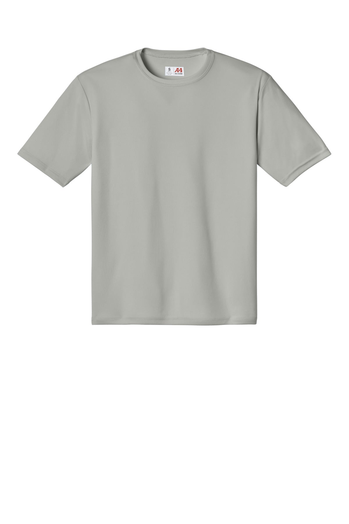 Front View of Silver A4 Cooling Performance Short Sleeve Tee A4N3142 plain