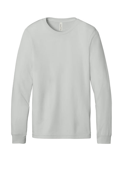 Front View of Silver BELLA+CANVAS Unisex Jersey Long Sleeve Tee. BC3501 plain