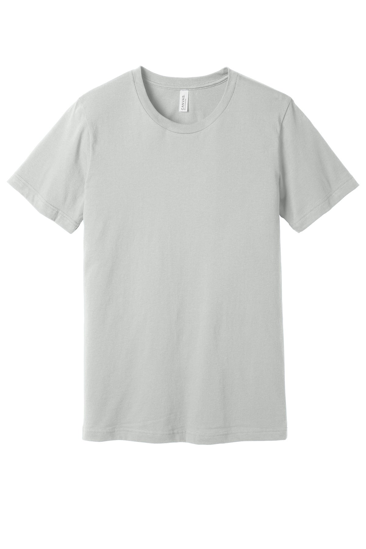 Front View of Silver BELLA+CANVAS Unisex Jersey Short Sleeve Tee. BC3001 plain