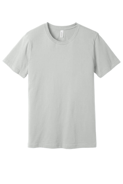 Front View of Silver BELLA+CANVAS Unisex Jersey Short Sleeve Tee. BC3001 plain