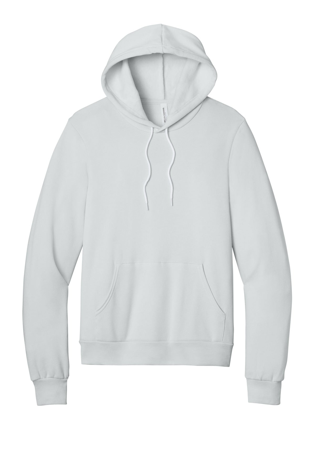 Front View of Silver BELLA+CANVAS Unisex Sponge Fleece Pullover Hoodie. BC3719 plain