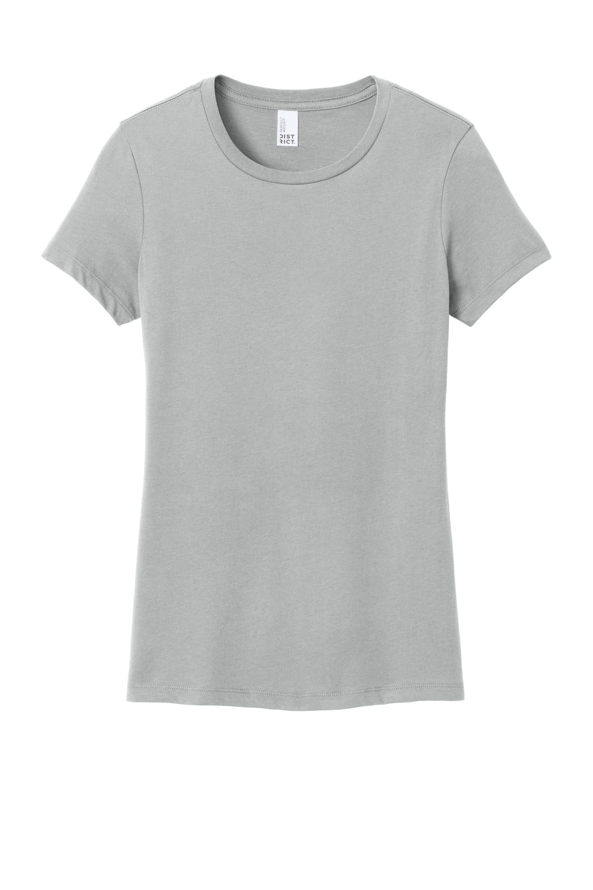 Front View of Silver District Women's Perfect Weight Tee. DM104L plain