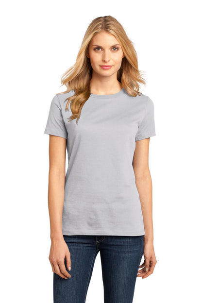 Front View of Silver District Women's Perfect Weight Tee. DM104L plain