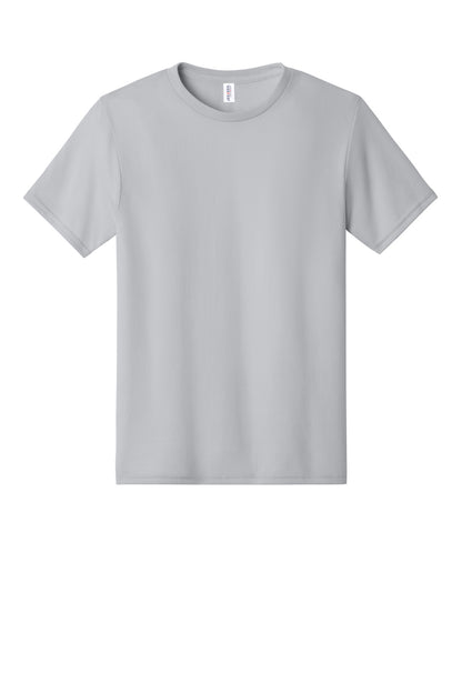 Front View of Silver Jerzees Dri-Power 100% Polyester T-Shirt. 21M plain