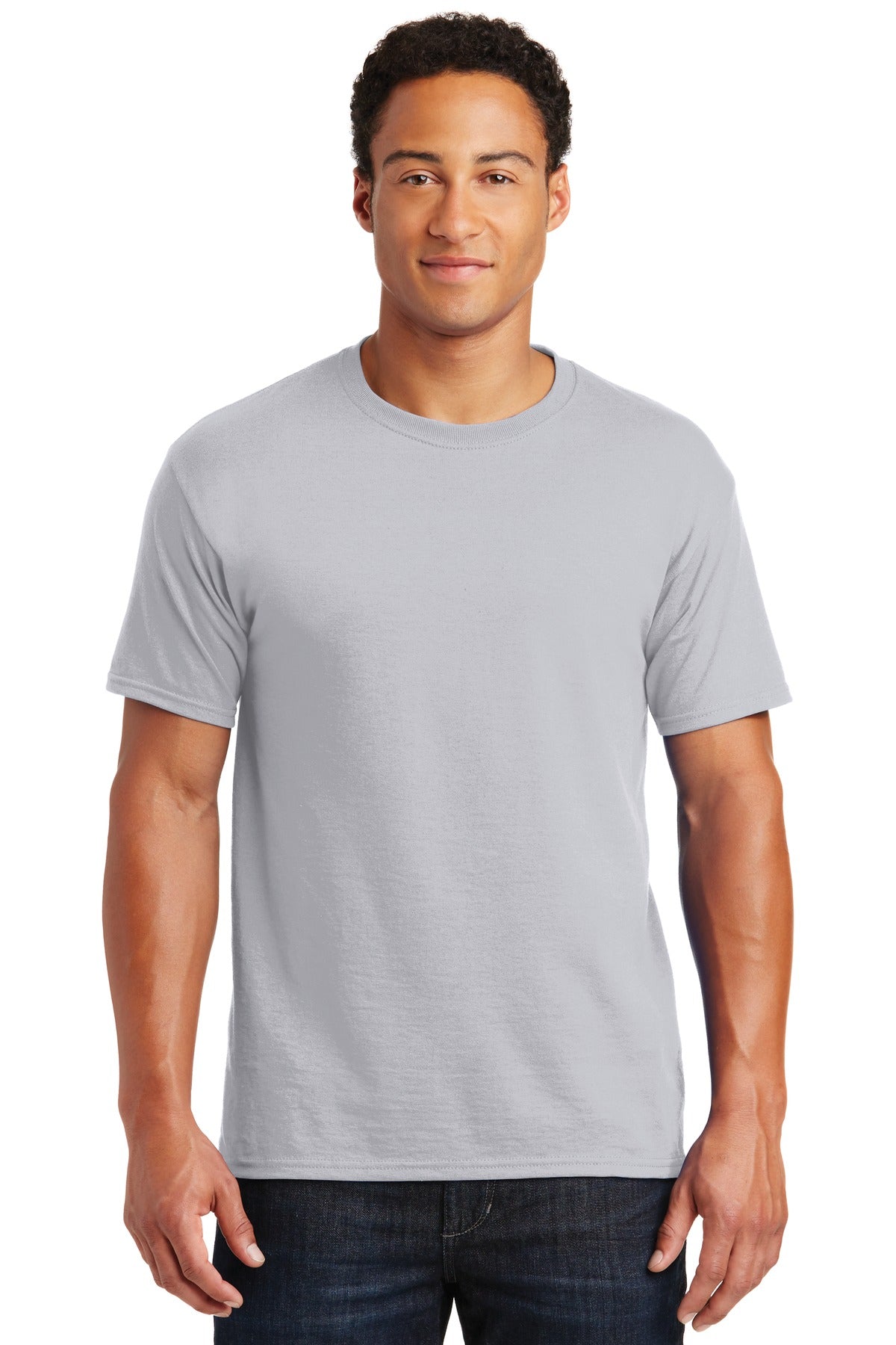 Front View of Silver Jerzees - Dri-Power 50/50 Cotton/Poly T-Shirt. 29M plain