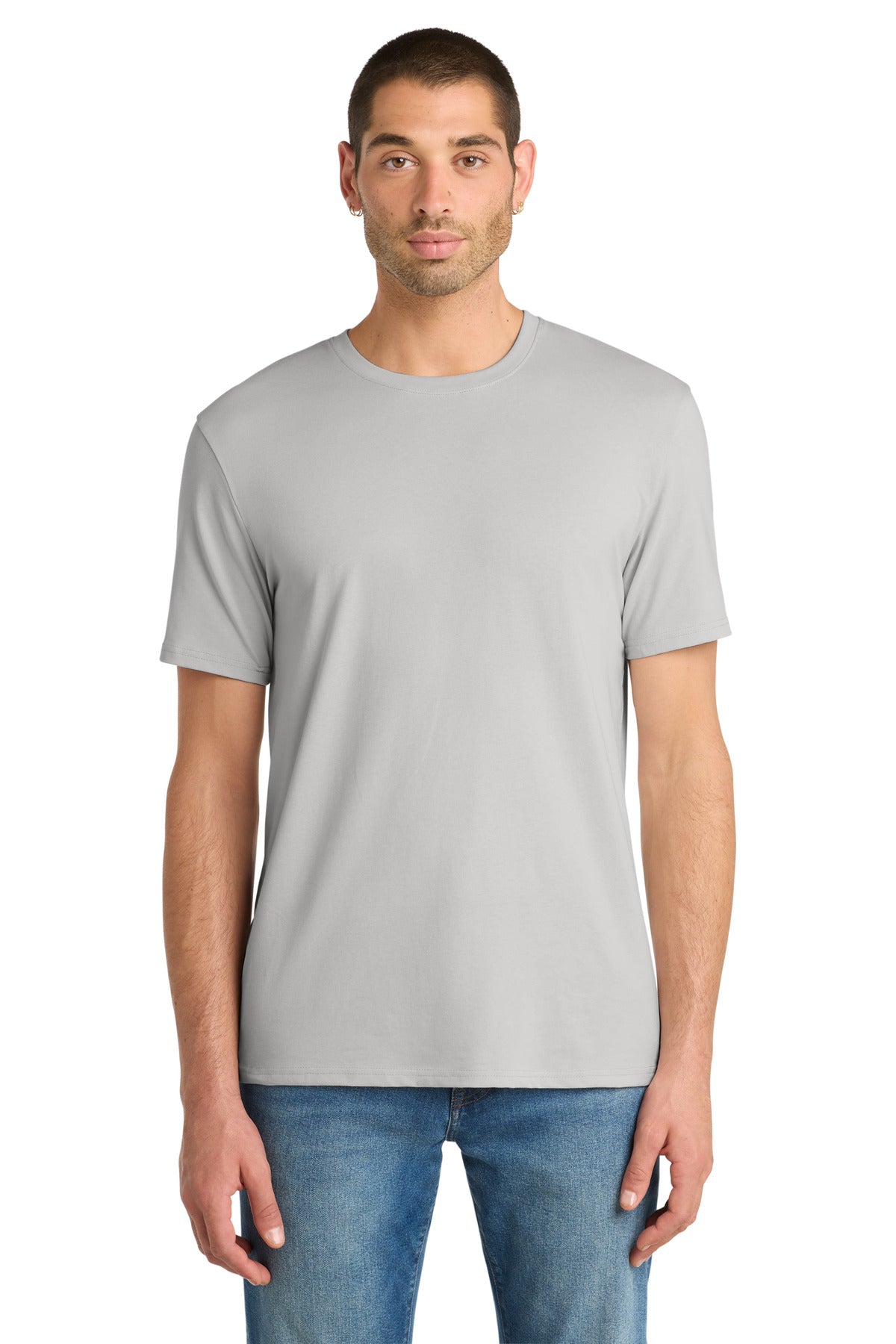 Front View of Silver Mist District Flex Tee DT7500 plain