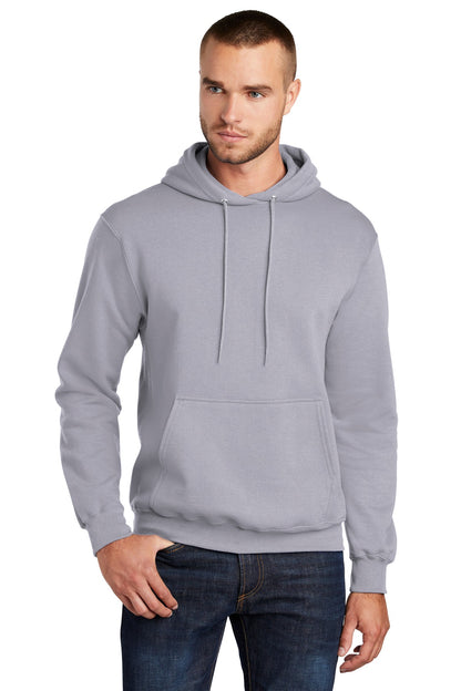 Front View of Silver Port & Co Core Fleece Pullover Hooded Sweatshirt. PC78H plain
