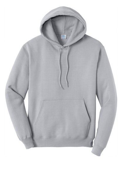 Front View of Silver Port & Co Core Fleece Pullover Hooded Sweatshirt. PC78H