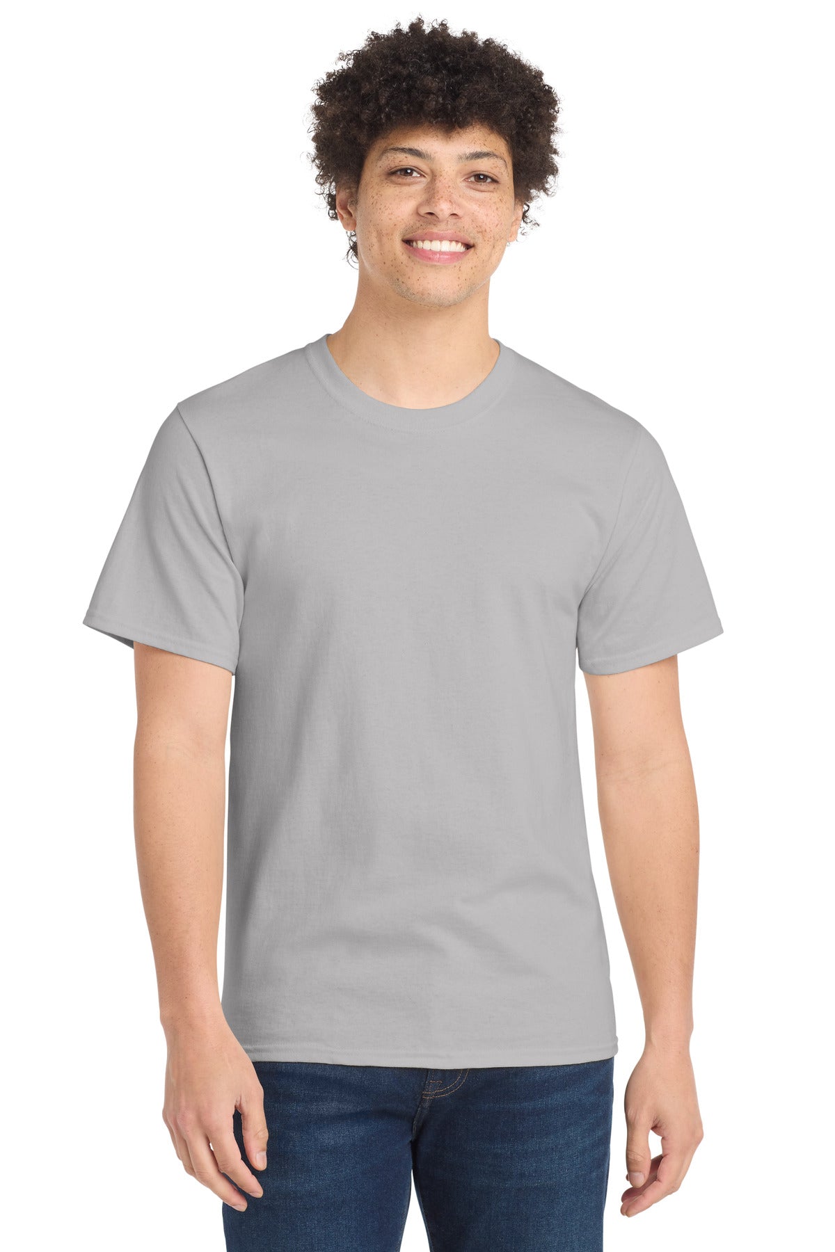 Front View of Silver Port & Co Essential Tee. PC61 plain
