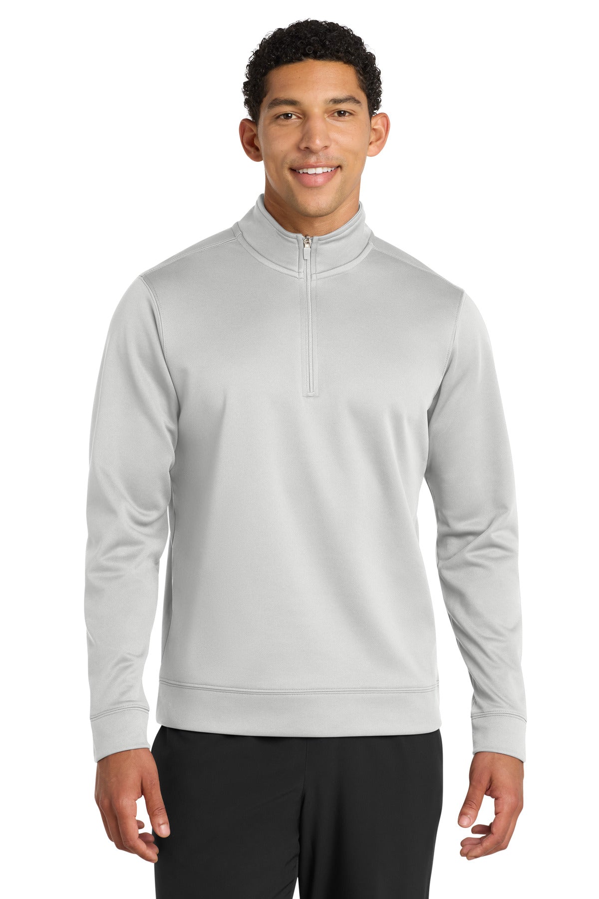 Front View of Silver Port & Co Performance Fleece 1/4-Zip Pullover Sweatshirt. PC590Q plain