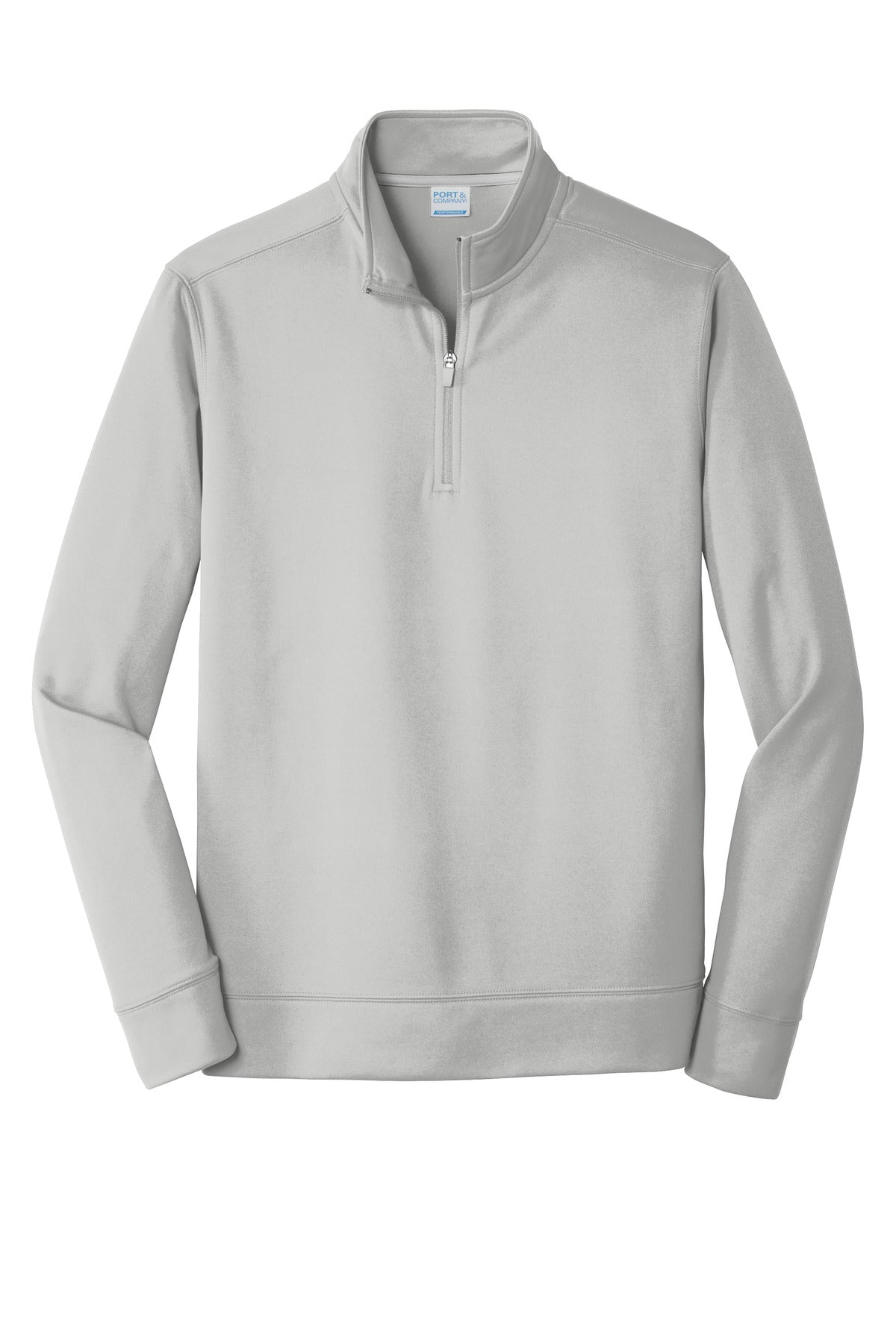 Front View of Silver Port & Co Performance Fleece 1/4-Zip Pullover Sweatshirt. PC590Q plain