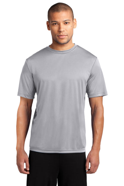 Front View of Silver Port & Co Performance Tee. PC380 plain