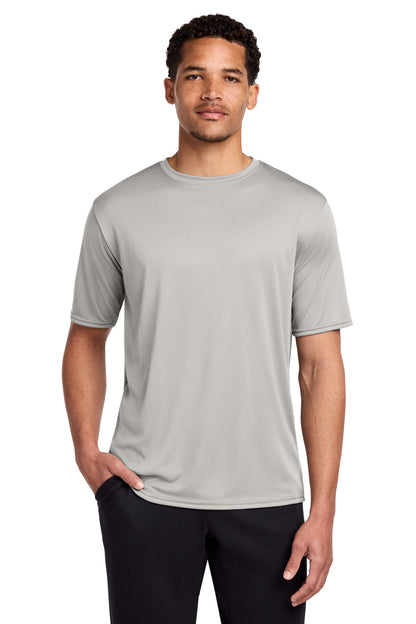 Front View of Silver Port & Co Performance Tee. PC380 plain