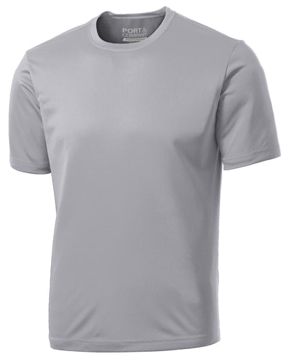 Front View of Silver Port & Co Performance Tee. PC380 plain