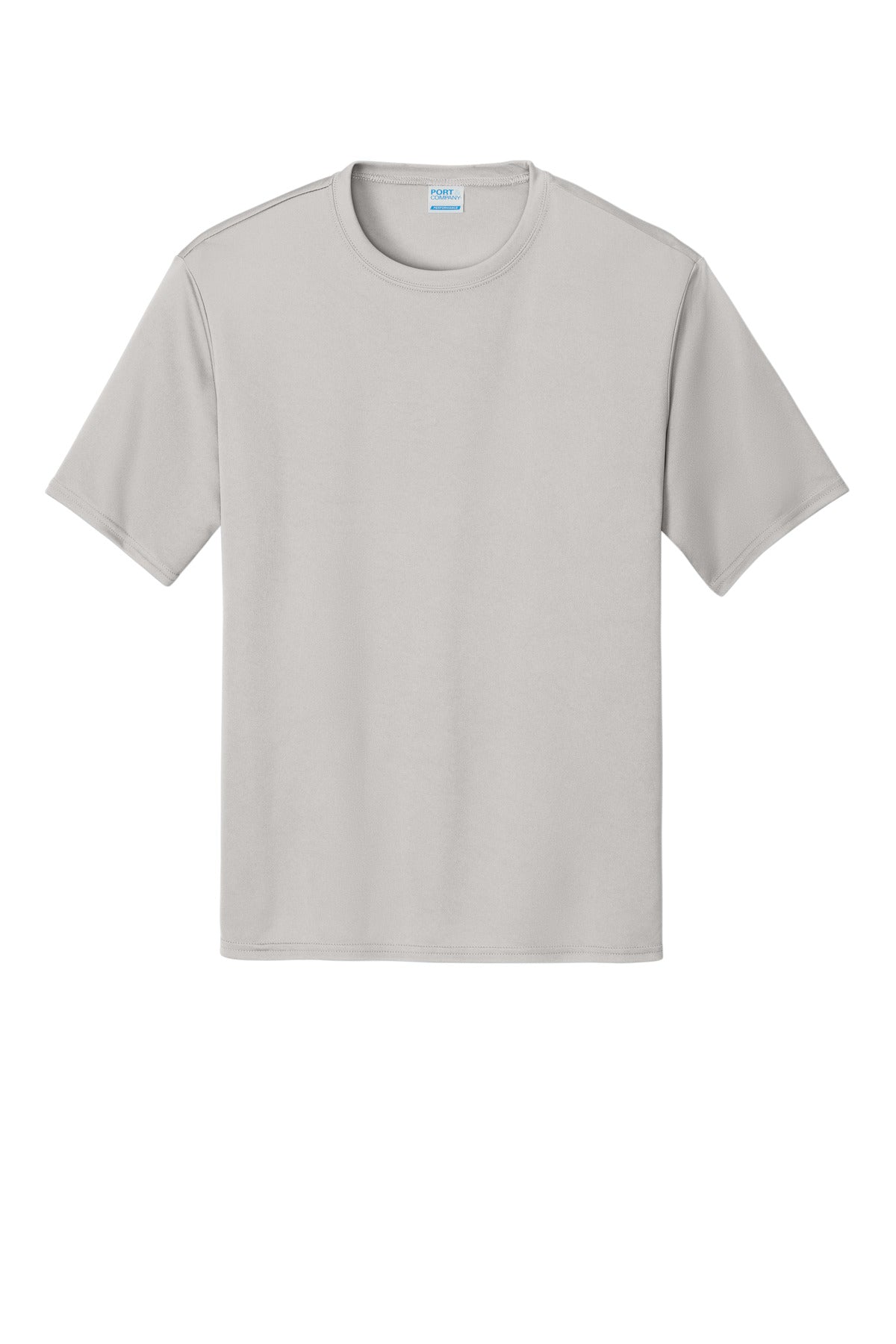 Front View of Silver Port & Co Performance Tee. PC380 plain