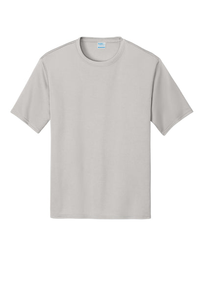 Front View of Silver Port & Co Performance Tee. PC380 plain